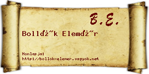 Bollók Elemér névjegykártya